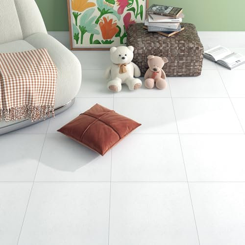 Decotalk Vinyl Flooring, PVC Flooring, White, Self-Adhesive Floor Tiles, 30 x 30 cm, Pack of 3, Vinyl Flooring, Self-Adhesive, White, Quick Installation, PVC Floor Panels, Wear-Resistant Adhesive Til