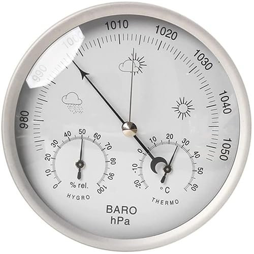 EOTRERANQ Barómetro Barómetro tradicional 3 en 1 Estación meteorológica for colgar en la pared, higrómetro tipo dial de 5,2 pulgadas, termómetro barómetro, medidas de presión barométrica, simplicidad,