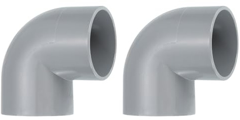QUARKZMAN 50mm 2 Stück PVC 90 Grad Winkel Rohrverbinder, Reduzierverbinder Reduzierstück Rohrverschraubung Rohrkupplung Adapter für Garten Bauernhof Bewässerung Wasserrohr Armaturen, Grau