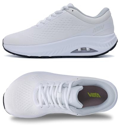 GANNOU Zapatos de caminar con punta ancha para mujer, con soporte de arco para fascitis plantar, zapatillas ortopédicas de tenis, White, 40 EU