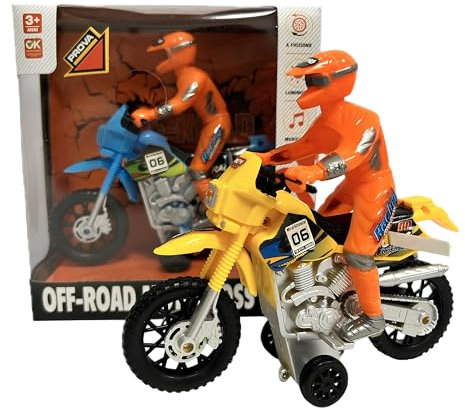 Modell Motorrad Cross Motorrad Spielzeug Lichter echte Geräusche und Musik mit Kupplungsbewegung Motorrad Cross mit Fahrer Motorrad Spielzeug Motorrad für Kinder Motorrad Spiel Cross Motorrad