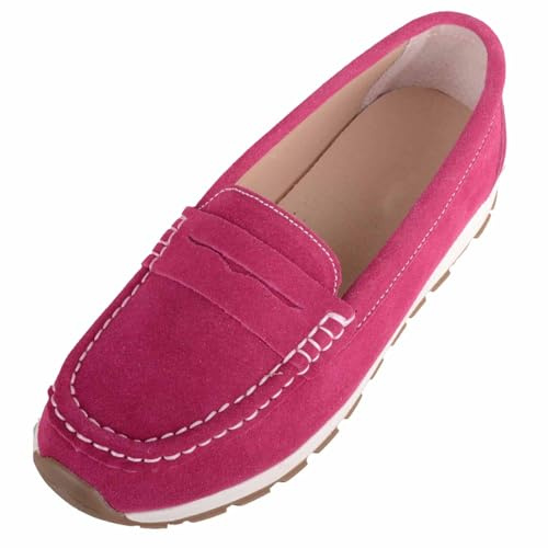 ABSOLUTE FOOTWEAR Womens Genuine Leather Suede Chunky Boat Deck Shoe Loafer