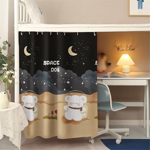 HAJHI Verdunkelung Schlafsaal Vorhang Hochbett Polyester Atmungsaktiv Bettvorhang Hochbett für Unten Oben Sichtschutz Bett Vorhang Staubdicht Kinderbetten(Curtain*2+top,1.35M_Bear F)