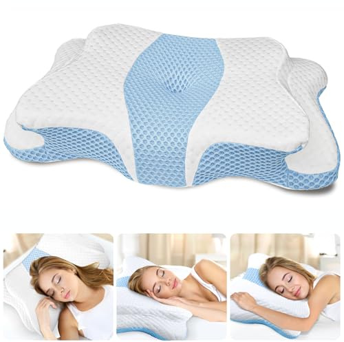 CHxxy Memory Foam Pillows, Cervical Pillow for Neck and Shoulder Pain Relief, Ergonomic Contour Bed Pillow, Soft for Side Sleep Stomach Sleeping and Back Sleeper