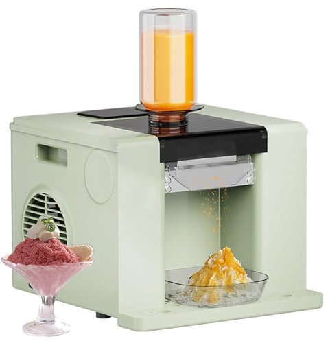 Macchina automatica per tritare il ghiaccio, tritaghiaccio elettrico, tagliaghiaccio per coni di neve da 60 kg al giorno, macchina per ghiaccio a fiocchi di neve, raffreddamento ad aria(White)