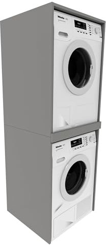 Armadio per lavatrice 66 x 180 x 65 cm (larghezza x altezza x profondità) – Armadio a colonna per lavatrice e asciugatrice – Armadio per lavanderia e bagno (grigio opaco)