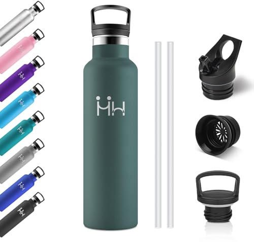 Trinkflasche Edelstahl 750ml, Auslaufsicher Thermosflasche mit Strohhalm, BPA-Frei, Isolierflasche Doppelwandig, Wasserflasche Kohlensaeure Geeignet, für Fitness, Schule, Reisen, Erwachsener