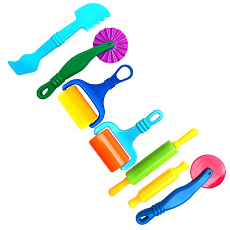CLISPEED 7pcs DIY Clay Rolling Pin Toy Dough Play Tool Plasticine Modelling Clay Tool for Boy Girl Random Color