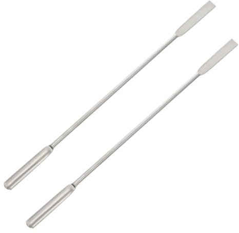 HEALEEP Set Da 2 Spatole Micro Spoon in Acciaio Inox 304 18 Cm Doppia Testa Cucchiaio a u e Spatola Piatta Per Campionamento e Miscelazione in Laboratorio, Utensili Per Esperimenti Chimici e Didattica