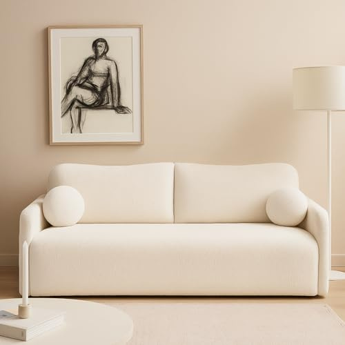 Dekori Möbel Schlafsofa Glori 206x87 cm mit Schlaffunktion und Bettkasten, komfortabel Sofa mit MOS System (Cremona 01 (Creme))
