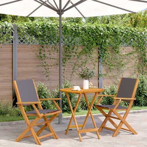 INLIFE 3-TLG. Bistro-Set Anthrazit Stoff und Massivholz,Möbel,Gartenmöbel,Gartenmöbel-Sets,Anthrazit,20 KG,3281857