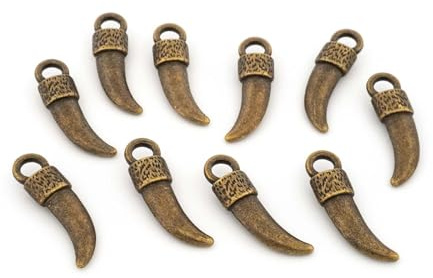 Vintageparts Säbelzahn Anhänger Antik-Bronze 20 mm Schmuckzubehör Basteln DIY