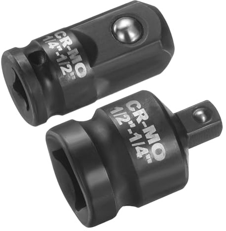 sourcing map 2pcs Impact Socket Adapter Reducer Increaser Set 1/2 to 1/4 1/4 to 1/2 Square Drive Standard SAE CR-MO Steel Converter for Impact Driver Ratchet Wrench