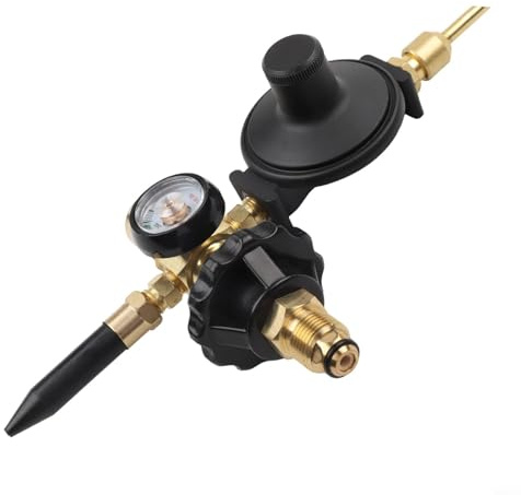 Valve de gonflage de ballon en latex et aluminium pour réservoirs d'hélium avec valve à fermeture automatique, échelle facile à lire, raccords en laiton et connexion CGA580 étanche (G5/8)