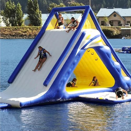 Inflatable Water Slide with Climbing Tower and Trampoline, Heavy-Duty PVC for Outdoor Fun at Parks and Beaches
