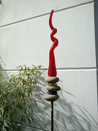 Zen Man Edelrost GartenStecker GartenGlaskugel Glasdeko Rost Gartenfigure Beetstecker Rot 140 * 5 cm 101562