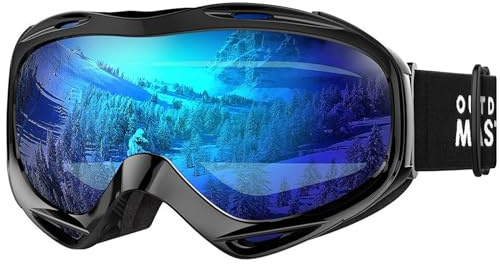 OutdoorMaster Maschera da Sci OTG Premium Unisex, Antiappannamento Maschera Snowboard, Protezione UV al 100% Occhiali da Sci, Maschere Sci per Uomo, Donna, Ragazzi e Ragazze (VLT 15.6%)