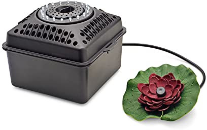 AQUANIQUE Unterwasser Teichbelüfter UA 1200 LED, Sauerstoffpumpe mit Licht | 1200 l/h Durchflussrate | Filter mit Filterschwamm und Filtergestein