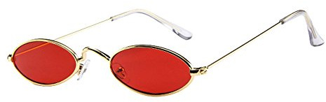 Lazzboy Herren Damen Retro Kleine Ovale Sonnenbrille Metallrahmen Shades Eyewear Unisex Reise Für Brillen Katzenauge Metall Rand Rahmen Frau Sonnebrille Gespiegelte Linse Sunglasses