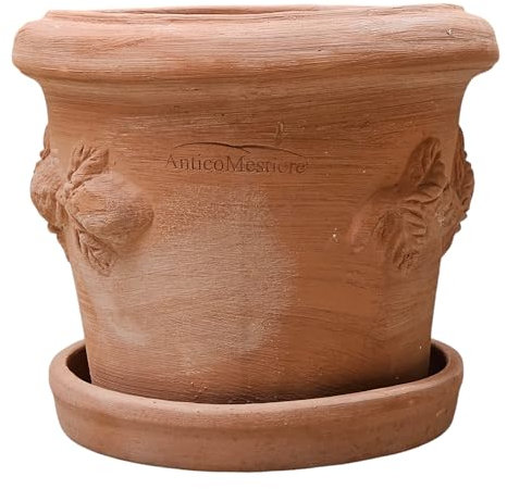 Pflanzgefäß Blumentopf Italienisches Terracotta Conca LIMONI mit Teller/Untersetzer für den Innen- und Außenbereich (30cm)