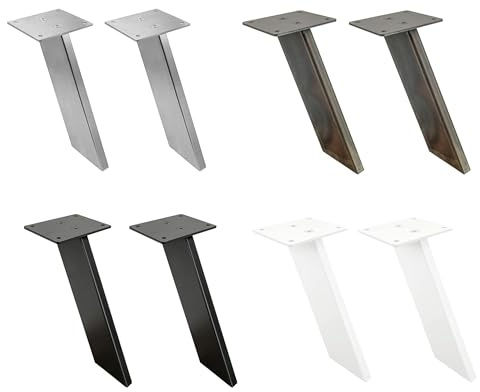 Natural Goods Berlin 2X BARKONSOLE Thekenstütze Set Tresenfuß geneigt Küchen-Aufsatz Regalhalter eckig Metall Aufbau Pult Holz Glas stabil (SCHRÄG, Weiß)