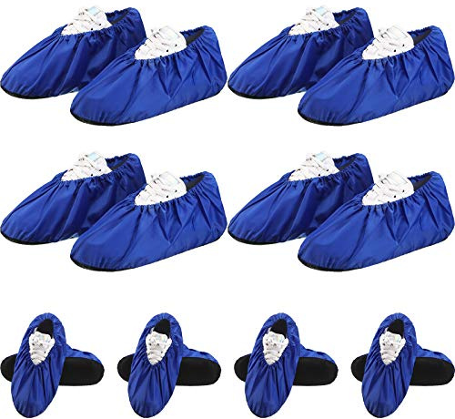 8 Paia Copriscarpe Antiscivolo Riutilizzabili Copriscarpe Impermeabili per Protezione Domestica del Pavimento della Moquette Lavabile in Lavatrice (Blu Reale)