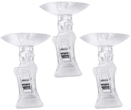 UKCOCO Suction Cups Clips- 3pcs Veggie Seaweed Aquarium Fish Tank Suction Holders Cup Clip Feed Holder Feeding Tool for Fish Tank Aquarium Accessories Tubing Clear Holders Clips Clamps