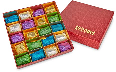 Stuffed Dates Gift Box 20 Pcs | REEMAS GOURMET | Premium Medjool Mabroom Dates Filled with Nuts | Cashew Pecan Hazelnut Pistachio Smoked Almond | Individually Wrapped | No Added Sugar | Vegan