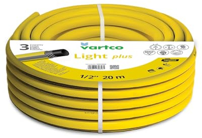 Vartco Light Plus 3-Lagers Vattenslang Trädgårdsslang Slang Trädgårdsbevattning Flexibel Slang Polyesterkorsfläta UV-beständig 25 Bar (1/2 20m)