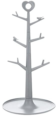 Mug Holder Tree - Removable Organizer Rack Stand With Hooks for Countertop Home Storage (Grey)