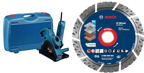 Bosch Professional GNF 35 CA - Rozadora eléctrica (1400 W, Ø del disco 150 mm, prof. 35 mm) + 1x Disco de corte de diamante Expert MultiMaterial (para Hormigón, Ø 150 mm, accesorios Amoladora grande)