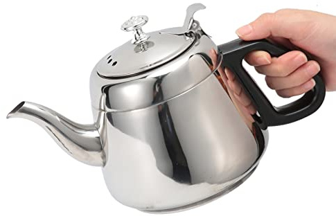 2L Stainless Steel Teapot with Removable Stainless Steel Filter Sieve for Loose Leaf Tea and Coffee Brewing Stovetop Kettle Hot Water Pot for Tea Making Pour Over Coffee Equipment Kitchen Appliance
