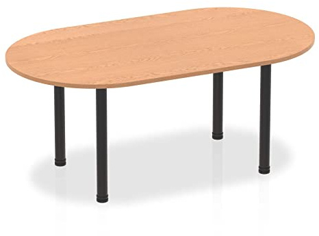 OPO Impulse Freestanding 1800/2400mm Rectangular Boardroom Table Attractive Post Legs | Sturdy Build Weather & Heat Resistant Melamine Finish Table Oak Black 1800
