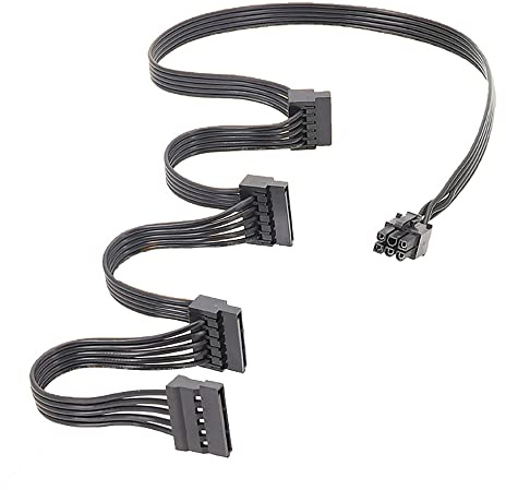 iHaospace 6-till-15-stifts SATA hårddisk-nätdel, kabel för Corsair RM550x, RM650x, RM750x, RM850x, RM1000x, RM650i, RM750i, RM850i och RM1000i, PSU-adapterkabel