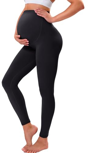 VALANDY graviditetsleggings över bula smör mjukt magstöd töjbar justerbar hög midja graviditetsbyxor yoga pyjamas, 1-pack-svart, XL