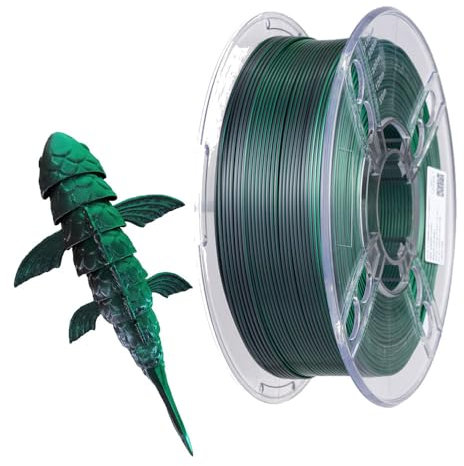 CC3D Seide Zweifarbig PLA Filament Schwarz Grün 1,75mm 1KG 3D-Drucker-Filament Zweifarbiges PLA Glänzendes Metallic 3D Druck Material Schwarz Grün Metall