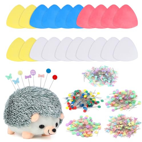 MASPHY 526 Stück Nähwerkzeug-Set: 20 Schneiderkreide, 500 Stecknadeln mit geraden Köpfen, Stoffkreide mit Nadelkissen für Stoffe und Leder