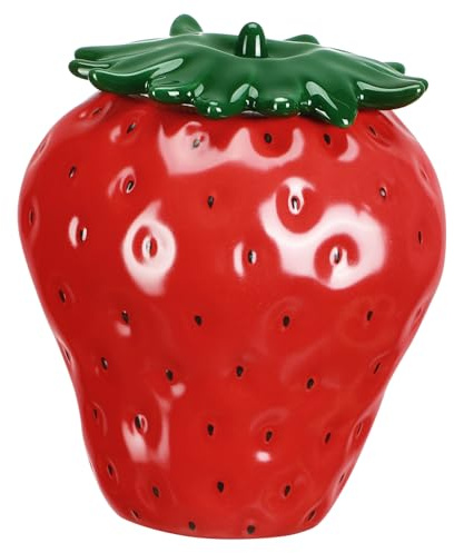 PRETYZOOM Contenitore Per Tè In Ceramica Barattoli Per Biscotti In Ceramica A Forma Di Fragola Con Coperchio Contenitore Per Zucchero Contenitore Per Biscotti Snack Contenitore Per Alimenti