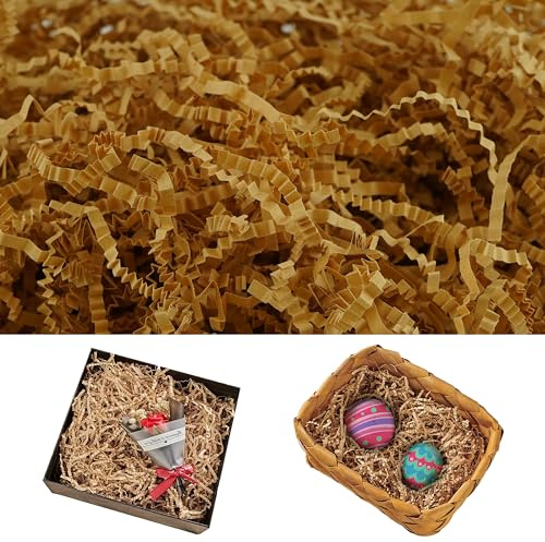 HOVUK 50g Easter Grass in Brown, Shredded Tissue for Easter Eggs Baskets, Fake Grass for Easter Crafts and Party Decorations