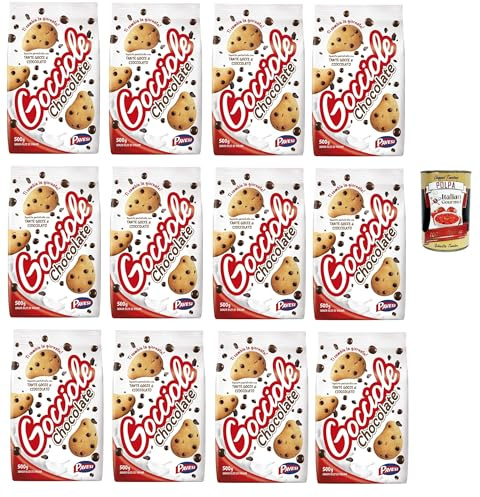 Italian Gourmet Bundle 12x 500g + Italian Gourmet Polpa Gratis – Schokoladen Cookies mit Schokostücken – Italienische Chocolate Cookies XXL Familienpackung – Keks Vorratspaket für Snack, Frühstück