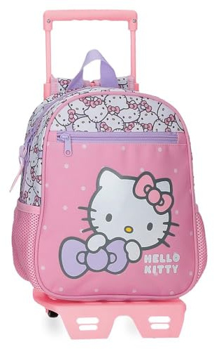 Hello Kitty My Favourite Bow, Sac à Dos Scolaire Rose pour Enfant, Bretelles Larges et Réglables, Fabriqué en Polyester, Joumma Bags, 28 + Chariot