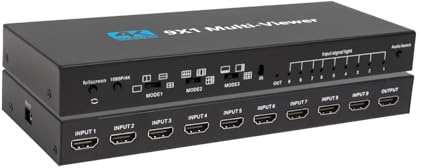 9x1 HDMI Multi-Viewer Switcher Seamless 4K HDMI 9 Screen Real Time Multi Viewer Screen Splitter 9 in 1 Out Switch Adapter 1x9