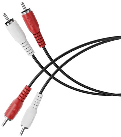 HDSupply Cable RCA de Audio Estéreo, 10.00m, 2x Enchufe a 2x Enchufe para Subwoofer, Barra de Sonido, TV, Amplificador, Hi-Fi, Negro