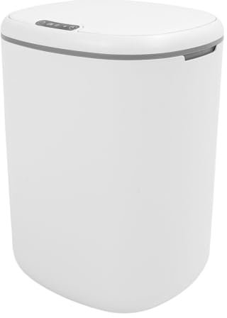 TOPINCN 18L Motion Sensor Trash Bin with Mute Lid Large Capacity, Automatic or Manual Opening Garbage Bin with LED Light, Rectangular Smart Trashbin for Kitchen Bedroom Laundry Room, White
