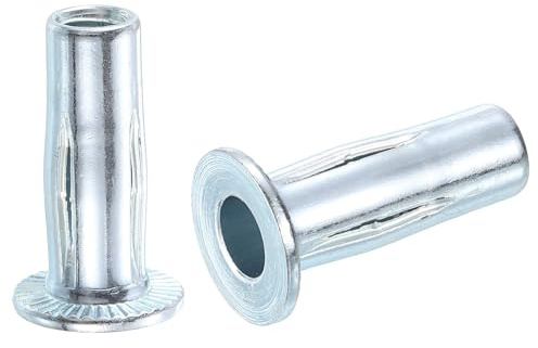 QUARKZMAN 30 Stück 1/4 20 Eingebettete Nietmuttern, Vorgeformter Schaft Flachkopf Blindnietmuttern Gewindeeinsatzmutter aus Kohlenstoffstahl Plus Muttern für Bauindustrie
