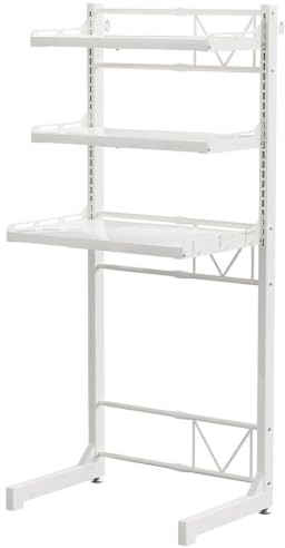 Soporte Ajustable Para Lavadora Y Secadora De Carga Frontal Para Baño | Unidad De Almacenamiento De Máquina Sobre Lavadora, Material De Acero Al Carbono, Para Lavadora(White,161cm/63.3in-3)