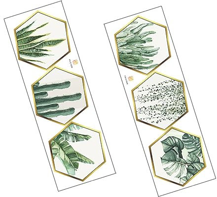 jojofuny 2stücke Selbstklebende Wandtattoos Mit Grünen Pflanzenmotiven Hexagonale Wanddekoration Für Schlafzimmer Wohnzimmer Und Büros Langlebig Und Installieren Schafft Eine