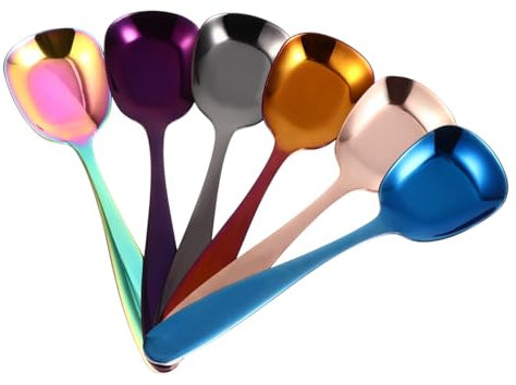 Cabilock Cuillères Plates En Acier Inoxydable 6 Pièces – Crème Glacée Dessert Fruits Usage Domestique Et Commercial