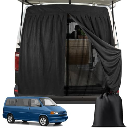 ZWPARTS Mosquitera magnética para furgoneta, hecha a medida para VW T4, doble capa, mosquiteras para portón trasero, cremallera en el centro de la puerta