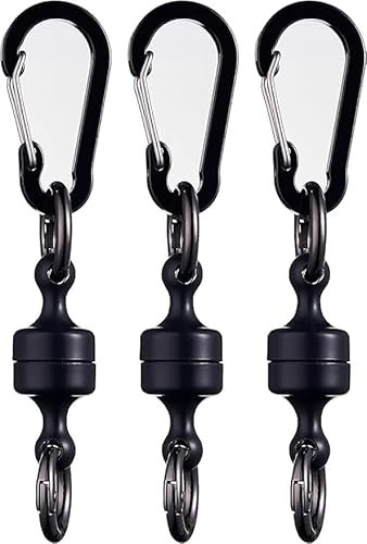 Portachiavi magnetico, portachiavi a rilascio rapido, supporto magnetico, moschettone magnetico più forte per pesca a mosca, gancio magnetico in metallo, anello portachiavi nero